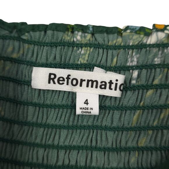 Reformation Carrie Silk Crop Top Sleeveless Smocked Bralette - Picture 5 of 8